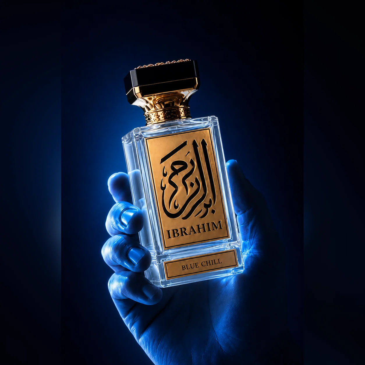 Blue Chill eau de parfum in an IBRAHIM lifestyle setting