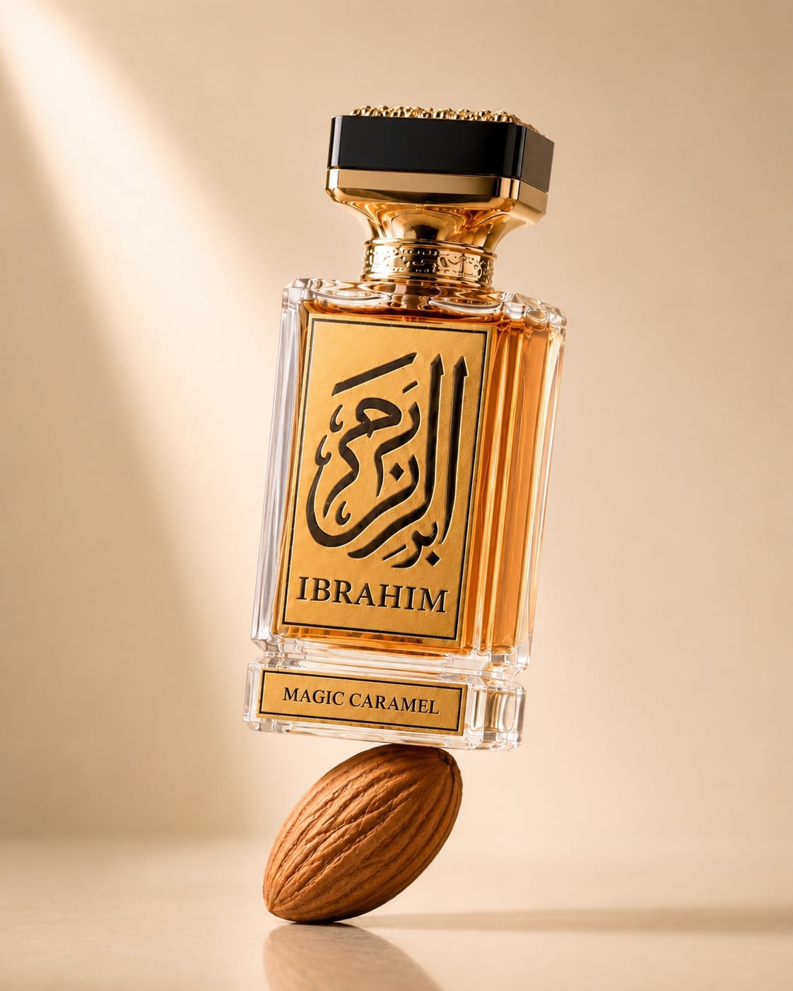 Magic Caramel eau de parfum in an IBRAHIM lifestyle setting
